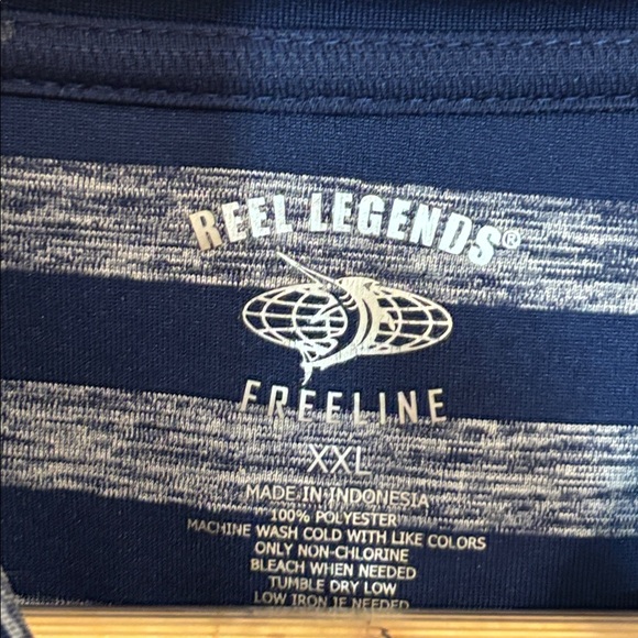 Men’s Reel Legends Navy and Gray Striped Polo Golf Shirt, XXL - Picture 3 of 6